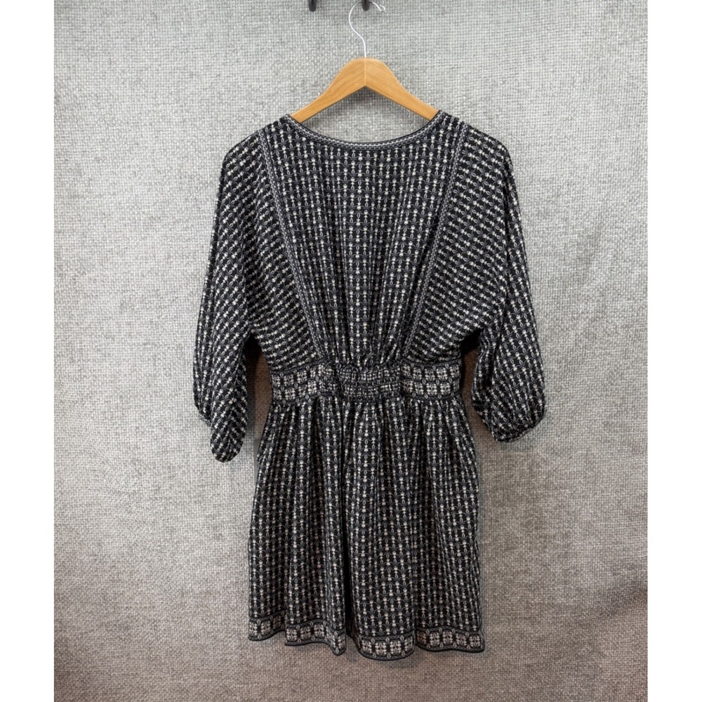 Max Studio London Mini Dress Women's Med Black White Geometric Puff Sleeve - Picture 2 of 8
